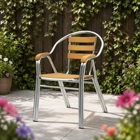 Chaise Minimaliste en Aluminium pour Extérieur avec Accoudoirs, Empilable, pour Salle à Manger, Jardin, Balcon, Parc