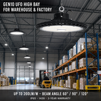 Luminaire UFO High Bay économique 130lm/w CGT pour entrepôt, hall, supermarché, 100W 150W 200W, étanche IP65, CE Rohs ETL DLC