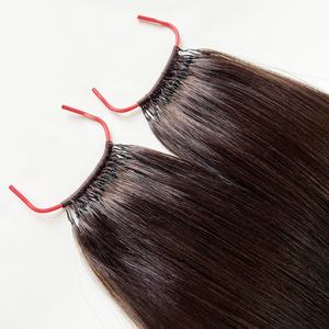 新しい韓国市場の羽かぎ針編みチップなしナチュラルバージンヒューマンレミーヘアエクステンションマシン織り - Product Image 3