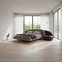 Cadre de lit flottant en cuir au design moderne, taille King, avec éclairage LED intégré, luxe nuage de cils