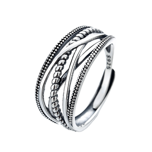 Wholesale 925 Sterling Silver Stackable Band <b>Ring</b> Beaded Band Bezel Setting Classic <b>Adjustable</b> <b>Ring</b> Fine Jewelry For Women Wear - Product Image 1