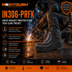 Stivali di Sicurezza MaxiTough <span class=keywords><strong>HRO</strong></span> 300C Resistenti al Calore, in Pelle a Grana Piena con Suola in Gomma PU Cucita per Costruzioni e Fabbriche - Product Image 1