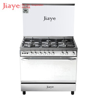 Cuisinière à gaz 6 brûleurs avec four tout-en-un en acier inoxydable, cuisinière à gaz autonome avec four de grande capacité pour cuisine occidentale
