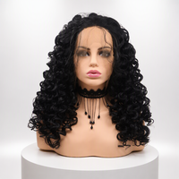 Perruque Lace Front Bouclée Ondulée Noire de 24 Pouces, Effet Vague d'Eau, Vente en Gros, Très Populaire en Afrique, en Europe et en Amérique