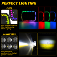 Nouveaux projecteurs de conduite bicolores blanc et jaune avec éclairage RGB universel pour camion, voiture, chariot élévateur, carré, 6 lumières, 9-36V, 16,6W