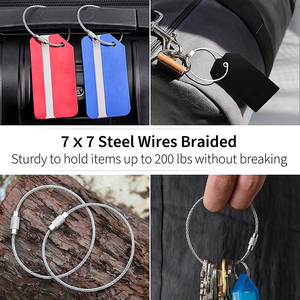 Keychain Tag Rope Metal Wire <b>Cable</b> Loop Screw <b>Lock</b> Gadget Ring Key Keyring Circle Camp Fittings - Product Image 6