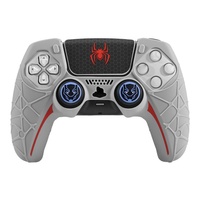 Étui de protection de style araignée rouge de qualité supérieure, compatible avec la manette PS5, kit d'autocollants antidérapants en caoutchouc souple