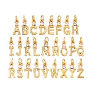Mini semplice zircone 18K placcato in oro nome iniziale A-Z lettera collana pendente di fascino, risultati dei monili di modo forniture all'ingrosso