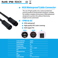 Konektor tahan air Ip67 Ip68 M16 2 3 4 5Pin listrik kabel konektor steker Ip67 5 Pin konektor Led