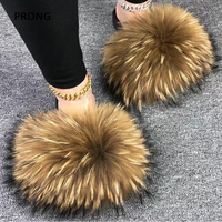 Chaussons d'intérieur en vraie fourrure de renard pour l'hiver, le printemps, l'été et l'automne, moelleux, antidérapants, respirants, résistants à l'usure, à bout ouvert