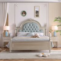 Meubles de chambre à coucher américains anciens de luxe moderne, magnifiques lits doubles en bois massif, design élégant