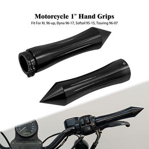 Manopole Moto 1" (25mm) a Punta Cromate/Nere per Manubrio <span class=keywords><strong>Harley</strong></span> Sportster XL Touring FLHX Softail Dyna <span class=keywords><strong>VRSC</strong></span> - Product Image 5