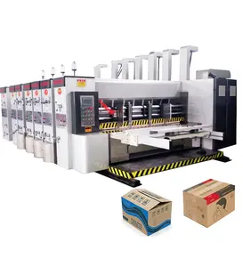 Máquinas de fabricación de cajas corrugadas automáticas Cartón 4 colores Logo Impresora flexográfica Impresión Ranurado Máquina troqueladora para cartón