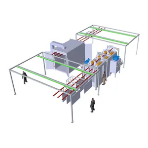 Conveyor type manual powder coating line with tunnel powder coating booth and oven