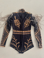 Combinaison pour femme en spandex, style baroque royal doré à franges, costume de spectacle sur le thème du cirque, tenue de scène de luxe pour salle de bal, tenue de drag queen