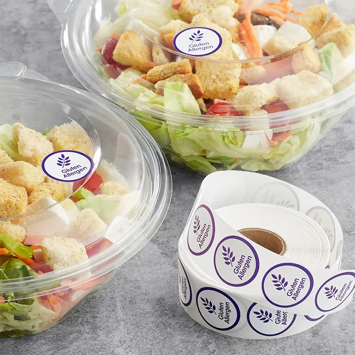 Etiqueta de embalaje ecológica personalizada para contenedor de alimentos, rollo de impresión CMYK impermeable, pegatina para comida vegana orgánica