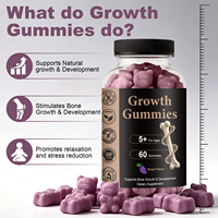 Gummies Oursons de Croissance OEM en Gros, Vitamine D, Saveur Raisin, Végétaliens, Sans Gluten, 60 Unités, Complément Alimentaire