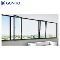GONHO Cadre en aluminium traditionnel Stores intérieurs en verre à double trempe Verre en aluminium noir Tourner et Tuilt Operator Windows