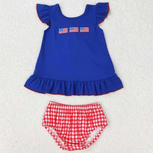 Conjuntos de Verano de 2 Piezas para Niños y Niñas Pequeños, Bordados, Venta al por Mayor, Ropa Infantil para el 4 de Julio - Product Image 5