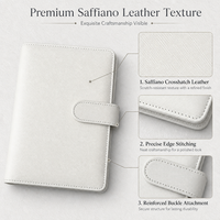 Organisateur de budget A6 personnalisé en cuir PU Saffiano de luxe, rechargeable, pour cartes, enveloppes de trésorerie et planificateur