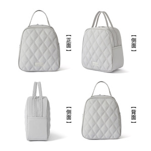 Bolsa Térmica para Almuerzo, Portátil, para Cosméticos, Diseño Acolchado Gris y Rosa, Impermeable, Comercio Electrónico Transfronterizo - Product Image 2