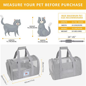 Kedi seyahat için boy evcil hayvan sırt çantası yumuşak tuval fermuarlı çanta kapatma katlanabilir ve hafif kare örgü taşıyıcı - Product Image 2