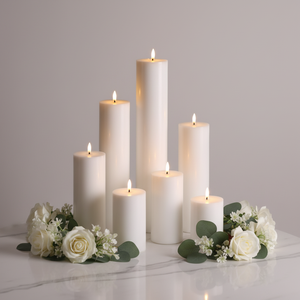 <span class=keywords><strong>Bougie</strong></span> <span class=keywords><strong>LED</strong></span> sans flamme à piles en cire de paraffine, fabriquée à la main, écologique et sûre, modèle PILLAR de Mermei - Product Image 1
