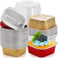 Moule à cupcakes, plateau de cuisson, contenants en aluminium de 300 ml (10 oz), moules à pain carrés jetables en aluminium avec couvercle en plastique