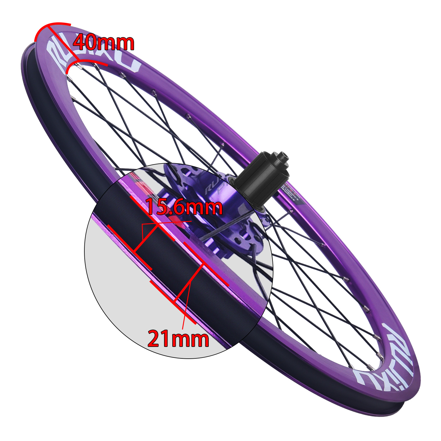 RUJIXU 20インチパープル折りたたみ自転車ホイールセット406 451