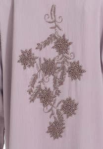LEDUO Elegant Muslim <b>Long</b> Sleeve Maxi <b>Dress</b> with Beaded Embroidery v-neck Ramadan <b>Eid</b> Abaya - Product Image 2