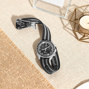 สายนาฬิกา Jettda ลายทางวินเทจ สำหรับนาฬิกาหรู ขนาด 20 มม. 22 มม. ใช้ได้กับนาฬิกา Omege Moon พร้อมหัวเข็มขัดแบบ Deployment - Product Image 1