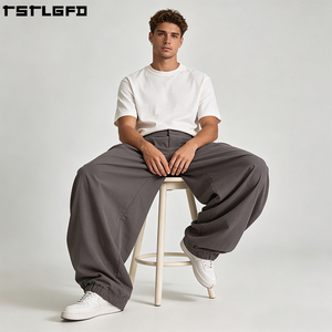 Pantalones de nailon personalizados, de peso ligero y resistente al agua, de pierna ancha, holgados, estilo Techwear, venta al por mayor a granel - Product Image 4