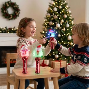Baguette lumineuse LED Père Noël pour enfants, jouet promotionnel magique rotatif, lumières 2RBG, fournitures pour spectacles lumineux de Noël, excursions nocturnes - Product Image 3