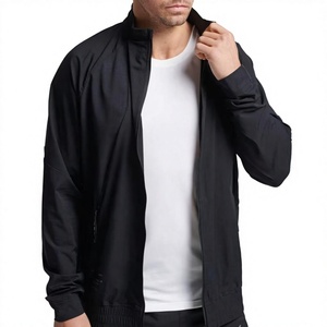 Veste de sport zippée coupe-vent en polaire verte pour homme, col montant, coupe ajustée, en polyester, pour l'automne - Product Image 4