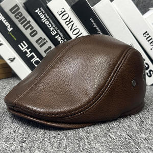 Gorras Planas J229 para Hombre, de Cuero Auténtico, Estilo Gorra de <span class=keywords><strong>Director</strong></span>, con Orejeras, Color Negro, Casual, Vintage, para Conducir en Invierno - Product Image 2