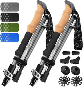 Leo núi cực đóng mở Bắc Âu đi bộ đường dài cực gấp đi bộ gậy, đi bộ đường dài gậy nhôm có thể gập lại leo núi đi Bộ gậy - Product Image 1