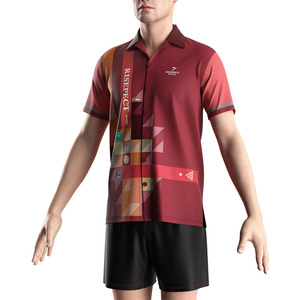 Camisa abotonada de poliéster Estilo Vintage al por mayor para hombres, camisa de entrenamiento físico con estampado de sublimación, diseño transpirable - Product Image 5