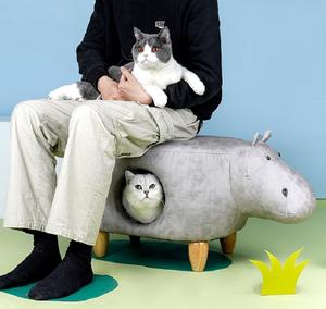 Nid créatif d'hiver pour chats et chiens, Villa Semi-fermée, fournitures avec tabouret en forme d'animaux, maison pour animaux domestiques, - Product Image 1