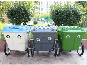 Buiten Straatpark Vuilniswagen 400l 550l Rechthoekige Afvalrecyclingcontainer Met Wielen Zelfdumping - Product Image 6