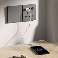Prise murale USB 13A du Royaume-Uni, prise universelle intelligente 20W à charge rapide Type-C, double prise électrique, interrupteur mural 220V 1/2 voie