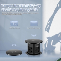 Torre de Enchufes Retráctil KSQ con USB Tipo-C, Estándar Estadounidense, para Cocina, Isla, Encimeras y Escritorio