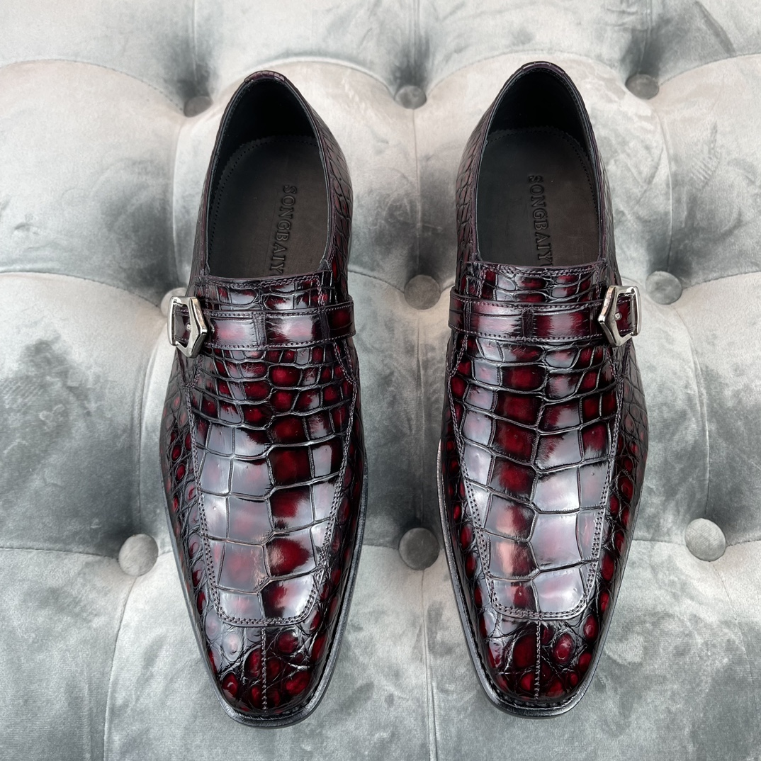 Mens Leather Loafers Buckle Dress Shoes for Men 2025 New Style