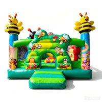 Château gonflable Lilytoys sur le thème des fleurs et des abeilles, château gonflable extérieur pour enfants avec toboggan