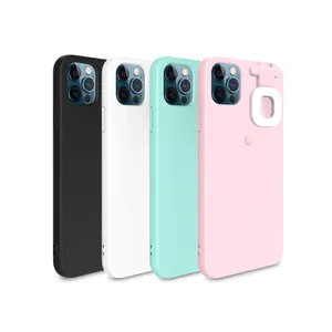hot selling 2 in 1 TPU+PC mobile phone case with selfie LED night for all iphone models