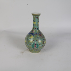 Vaso da Tavola in Porcellana Tradizionale con Motivo Floreale Smaltato su Sfondo <span class=keywords><strong>Turchese</strong></span> e Bordo Dorato per Matrimoni - Product Image 1