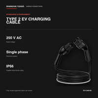 Câble de recharge pour véhicules électriques de type 2 à type 2, 32A, 7,4 kW, monophasé, 5 m, IP66, pour véhicules électriques européens
