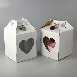 White Self Erecting Paperboard Box With Heart Window And Handle Rectangle Shape <b>For</b> <b>Gift</b> Craft Use - Product Image 5