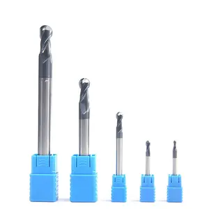 Tùy Chỉnh HRc45 Rắn Carbide Tungsten Thép 2 Sáo Bóng Mũi End Mill Ballnose Phay Cutter Cho Thép