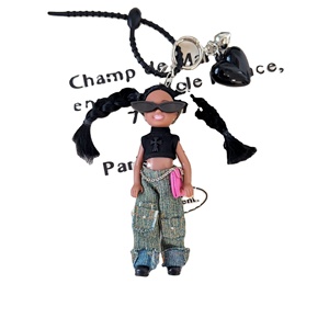 Hecion Sáng Tạo hợp thời trang Kính mát Silicone <span class=keywords><strong>Barbie</strong></span> Búp bê Keychain retro phong cách túi Mặt dây chuyền cho các phụ kiện - Product Image 6
