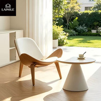 Fauteuil lounge Mid-Century Modern Shell, structure en contreplaqué, revêtement en cuir, fauteuil d'appoint pour salon, bureau à domicile, hôtel